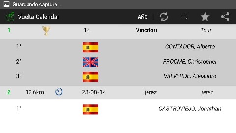 Vuelta西班牙日歷，階段和結(jié)果。同步與內(nèi)部日歷截圖5