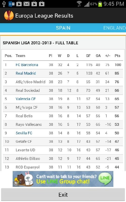 Europa League Results截圖3