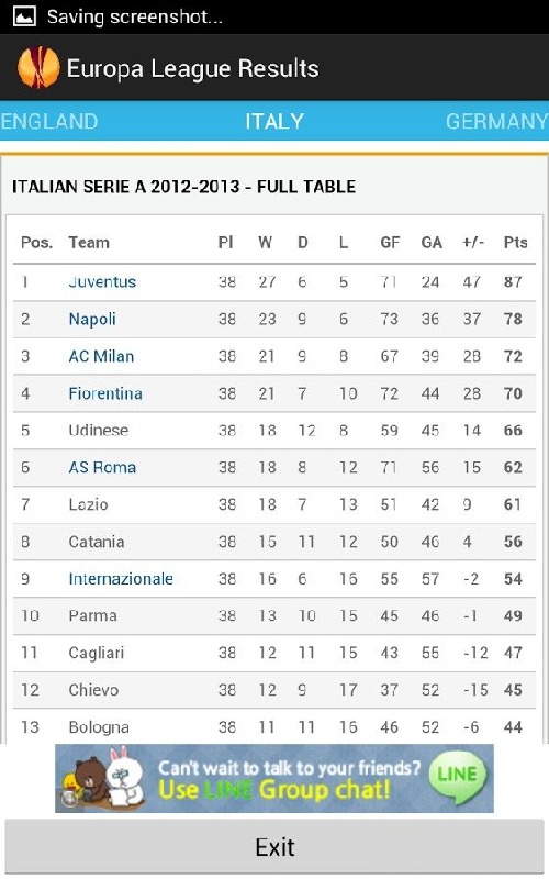 Europa League Results截圖2