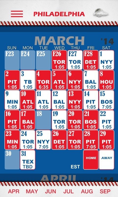 Baseball Pocket Sked- Phillies截图5