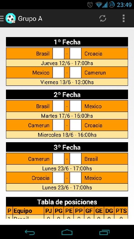 Fixture Mundial Brasil 2014截圖5