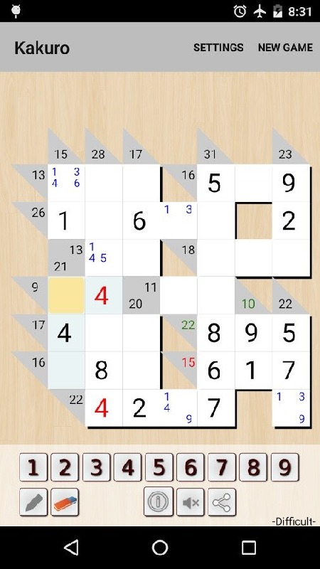 Kakuro - 數(shù)字填字游戲截圖