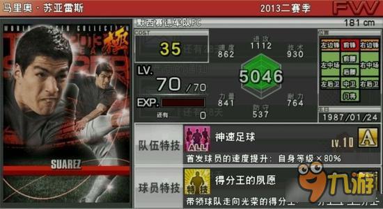 实况俱乐部巅峰苏亚雷斯属性怎么样 属性解析