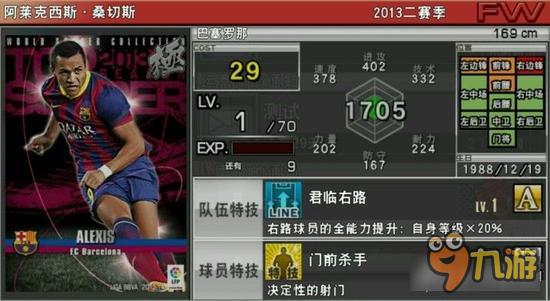 实况俱乐部巅峰桑切斯属性怎么样 属性解析