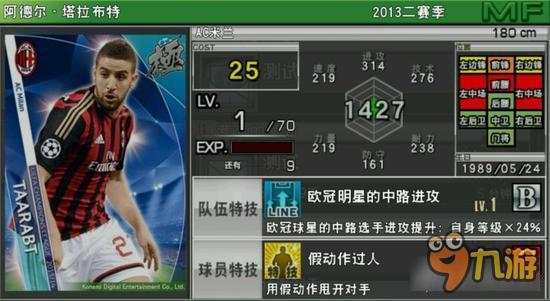 实况俱乐部欧冠2塔拉布特属性怎么样 属性解析