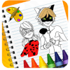 Coloring pages for Ladybug and Cat Noir