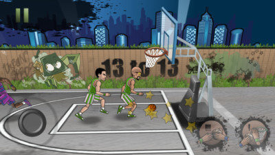 街头nba篮球是一款非常好玩的横版篮球游戏,游戏提供了21分,2v2
